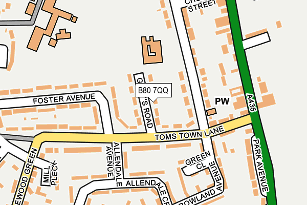 B80 7QQ map - OS OpenMap – Local (Ordnance Survey)