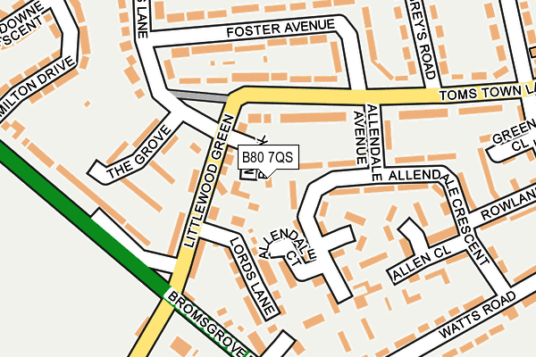 B80 7QS map - OS OpenMap – Local (Ordnance Survey)