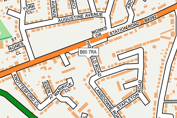 B80 7RA map - OS OpenMap – Local (Ordnance Survey)