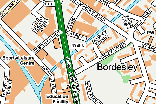 B9 4HA map - OS OpenMap – Local (Ordnance Survey)