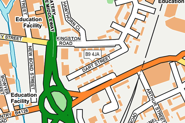 B9 4JA map - OS OpenMap – Local (Ordnance Survey)