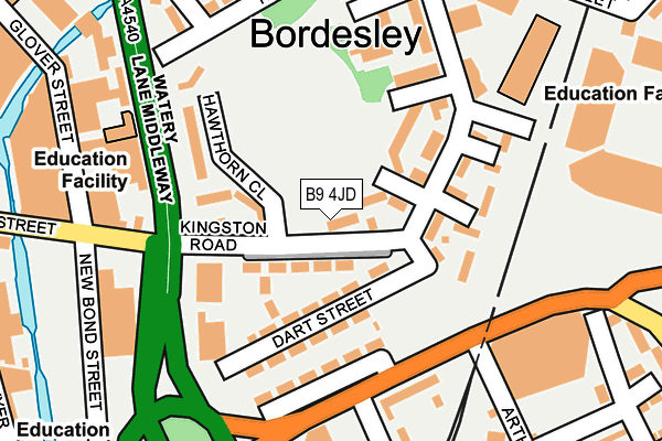 B9 4JD map - OS OpenMap – Local (Ordnance Survey)