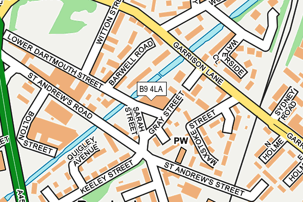 B9 4LA map - OS OpenMap – Local (Ordnance Survey)