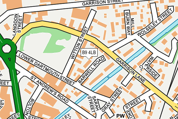 B9 4LB map - OS OpenMap – Local (Ordnance Survey)