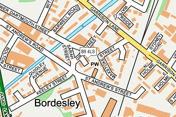 B9 4LS map - OS OpenMap – Local (Ordnance Survey)