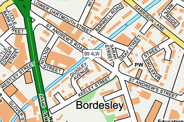 B9 4LW map - OS OpenMap – Local (Ordnance Survey)