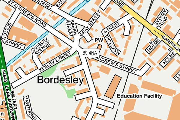 B9 4NA map - OS OpenMap – Local (Ordnance Survey)