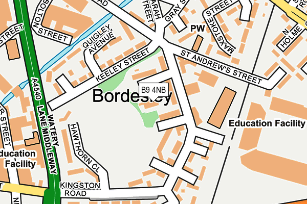 B9 4NB map - OS OpenMap – Local (Ordnance Survey)