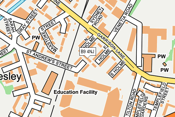 B9 4NJ map - OS OpenMap – Local (Ordnance Survey)