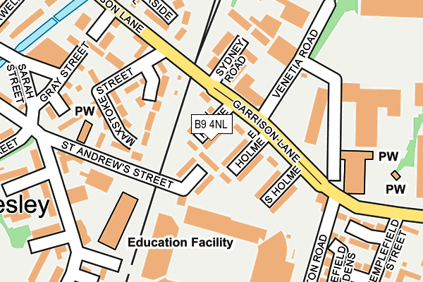 B9 4NL map - OS OpenMap – Local (Ordnance Survey)