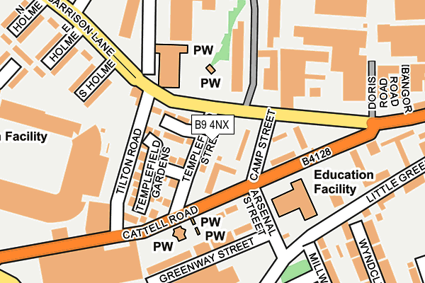 B9 4NX map - OS OpenMap – Local (Ordnance Survey)