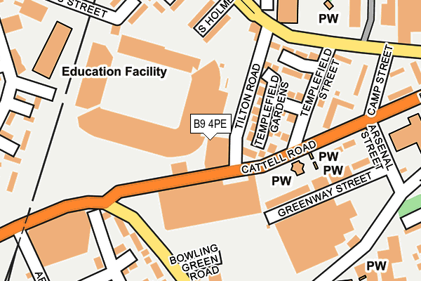 B9 4PE map - OS OpenMap – Local (Ordnance Survey)