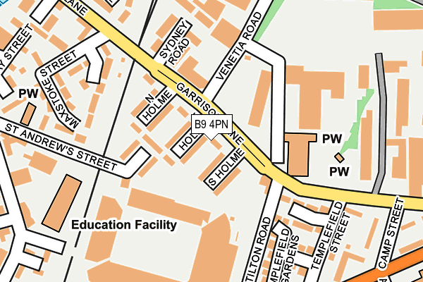 B9 4PN map - OS OpenMap – Local (Ordnance Survey)