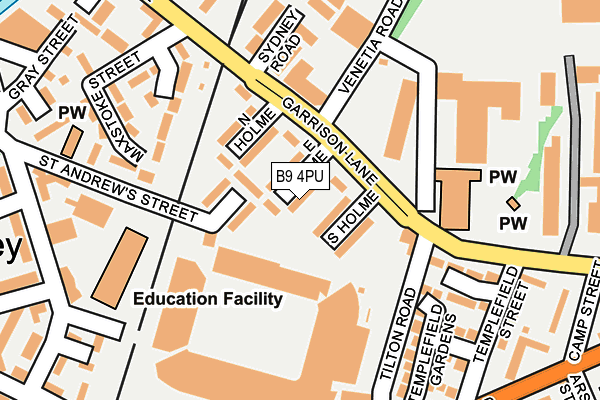 B9 4PU map - OS OpenMap – Local (Ordnance Survey)