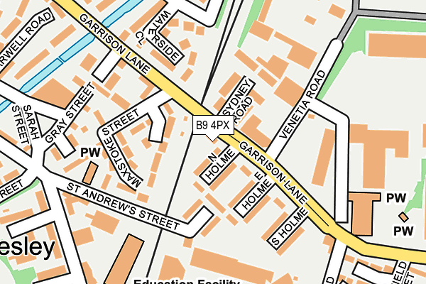 B9 4PX map - OS OpenMap – Local (Ordnance Survey)