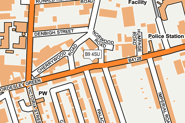 B9 4SU map - OS OpenMap – Local (Ordnance Survey)