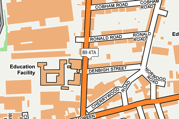 B9 4TA map - OS OpenMap – Local (Ordnance Survey)