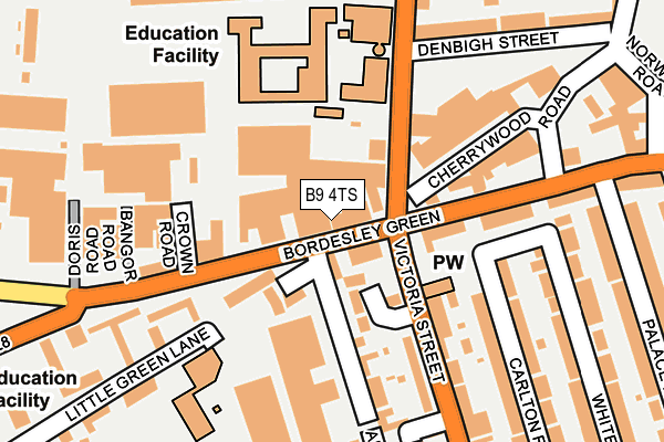 B9 4TS map - OS OpenMap – Local (Ordnance Survey)