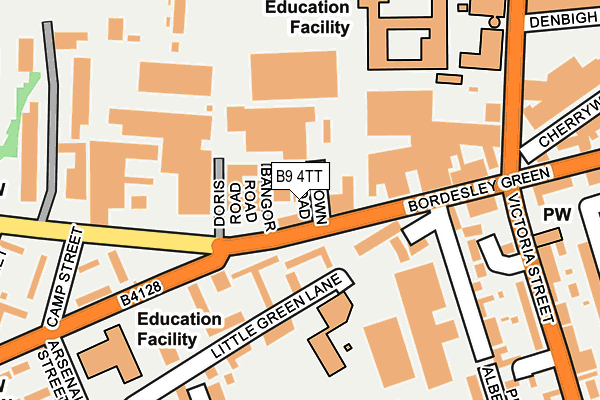 B9 4TT map - OS OpenMap – Local (Ordnance Survey)