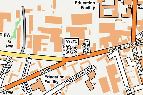 B9 4TX map - OS OpenMap – Local (Ordnance Survey)