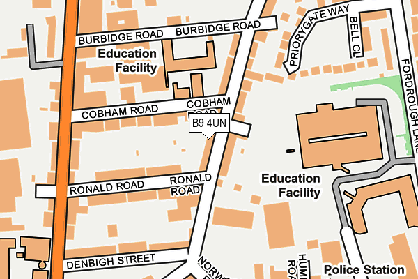 B9 4UN map - OS OpenMap – Local (Ordnance Survey)