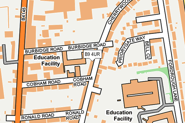 B9 4UR map - OS OpenMap – Local (Ordnance Survey)