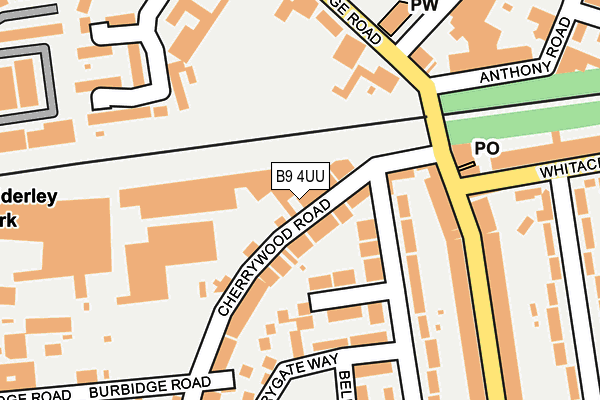 B9 4UU map - OS OpenMap – Local (Ordnance Survey)