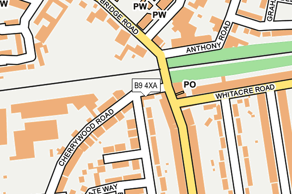 B9 4XA map - OS OpenMap – Local (Ordnance Survey)