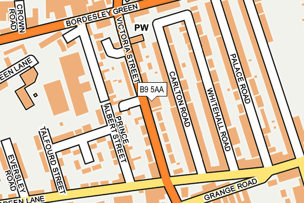 B9 5AA map - OS OpenMap – Local (Ordnance Survey)