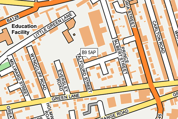 B9 5AP map - OS OpenMap – Local (Ordnance Survey)