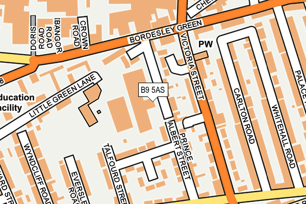 B9 5AS map - OS OpenMap – Local (Ordnance Survey)