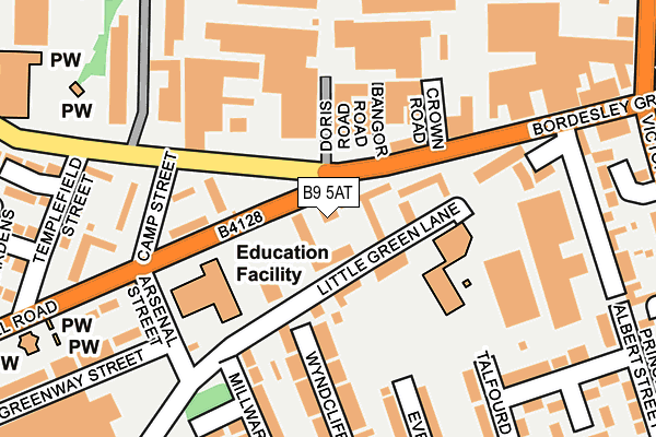 B9 5AT map - OS OpenMap – Local (Ordnance Survey)