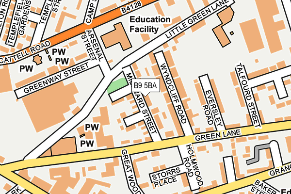 B9 5BA map - OS OpenMap – Local (Ordnance Survey)