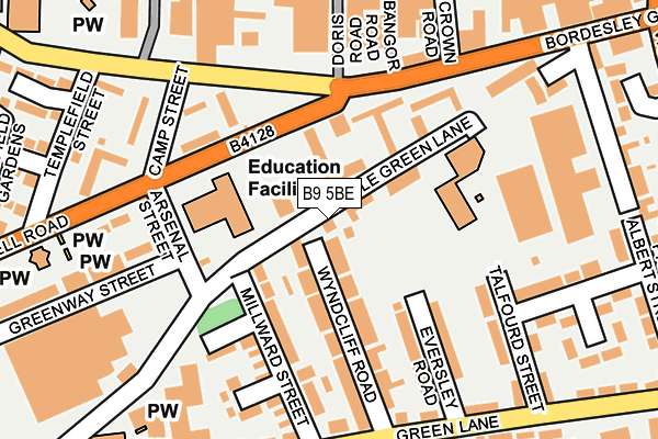 B9 5BE map - OS OpenMap – Local (Ordnance Survey)