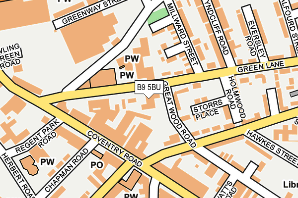 B9 5BU map - OS OpenMap – Local (Ordnance Survey)