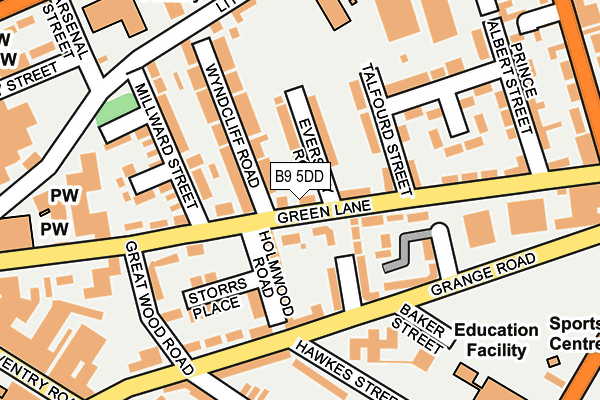 B9 5DD map - OS OpenMap – Local (Ordnance Survey)