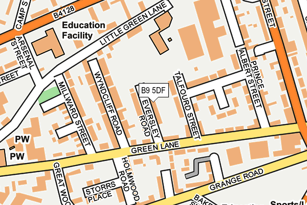 B9 5DF map - OS OpenMap – Local (Ordnance Survey)