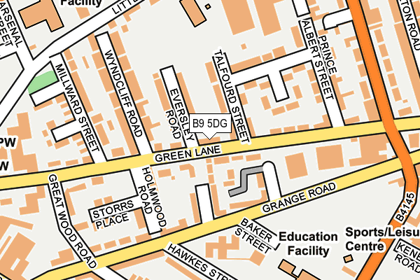 B9 5DG map - OS OpenMap – Local (Ordnance Survey)