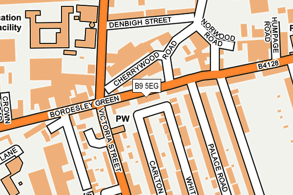 B9 5EG map - OS OpenMap – Local (Ordnance Survey)