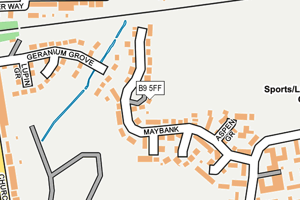 B9 5FF map - OS OpenMap – Local (Ordnance Survey)