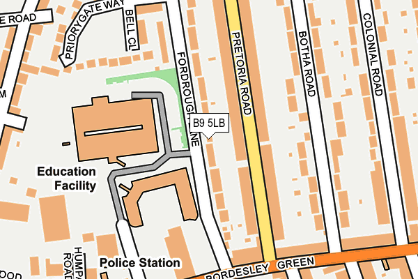 B9 5LB map - OS OpenMap – Local (Ordnance Survey)