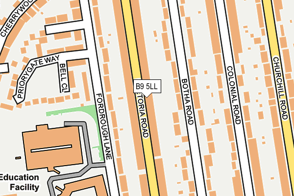 B9 5LL map - OS OpenMap – Local (Ordnance Survey)