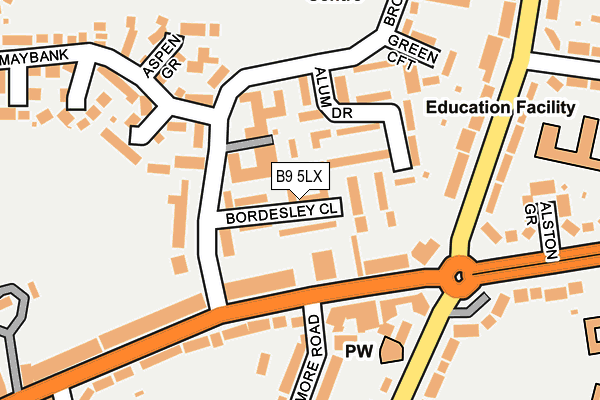 B9 5LX map - OS OpenMap – Local (Ordnance Survey)