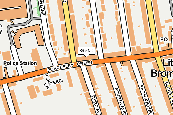 B9 5ND map - OS OpenMap – Local (Ordnance Survey)