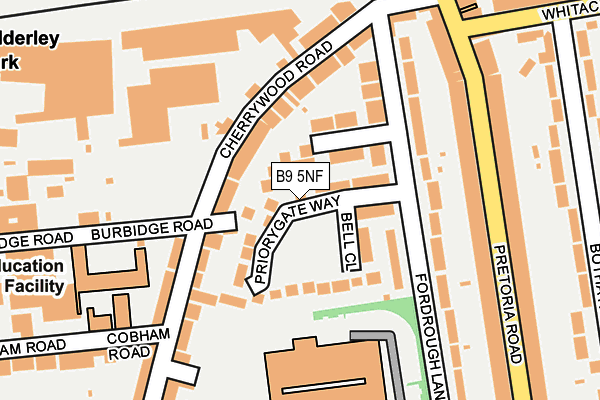 B9 5NF map - OS OpenMap – Local (Ordnance Survey)