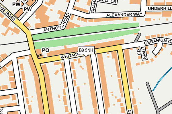 B9 5NH map - OS OpenMap – Local (Ordnance Survey)