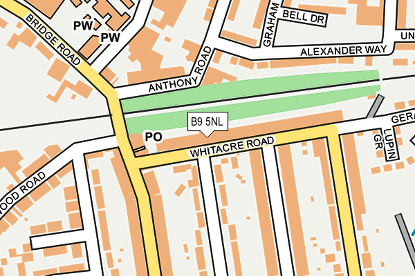 B9 5NL map - OS OpenMap – Local (Ordnance Survey)