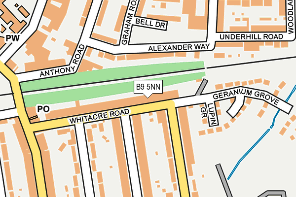 B9 5NN map - OS OpenMap – Local (Ordnance Survey)