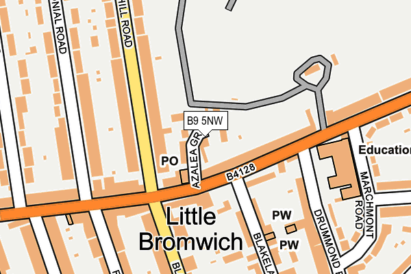 B9 5NW map - OS OpenMap – Local (Ordnance Survey)