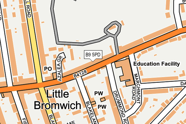 B9 5PD map - OS OpenMap – Local (Ordnance Survey)